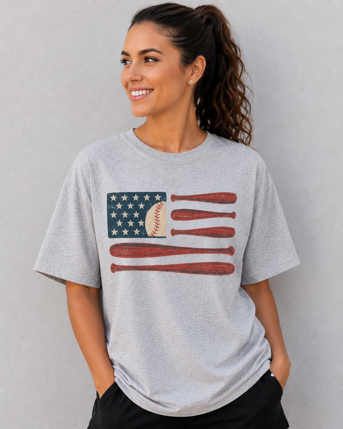 American Flag Baseball Tee