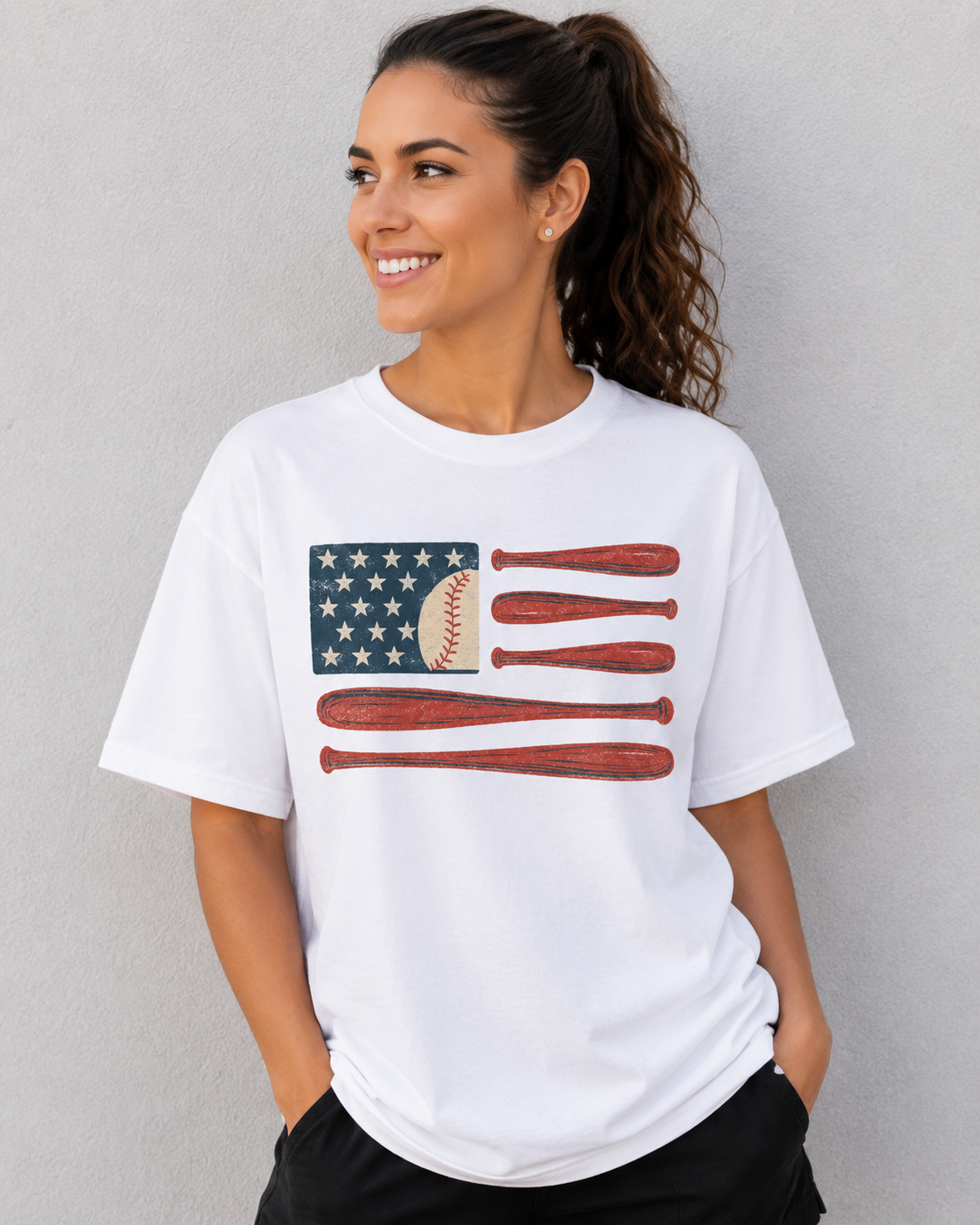 American Flag Baseball Tee