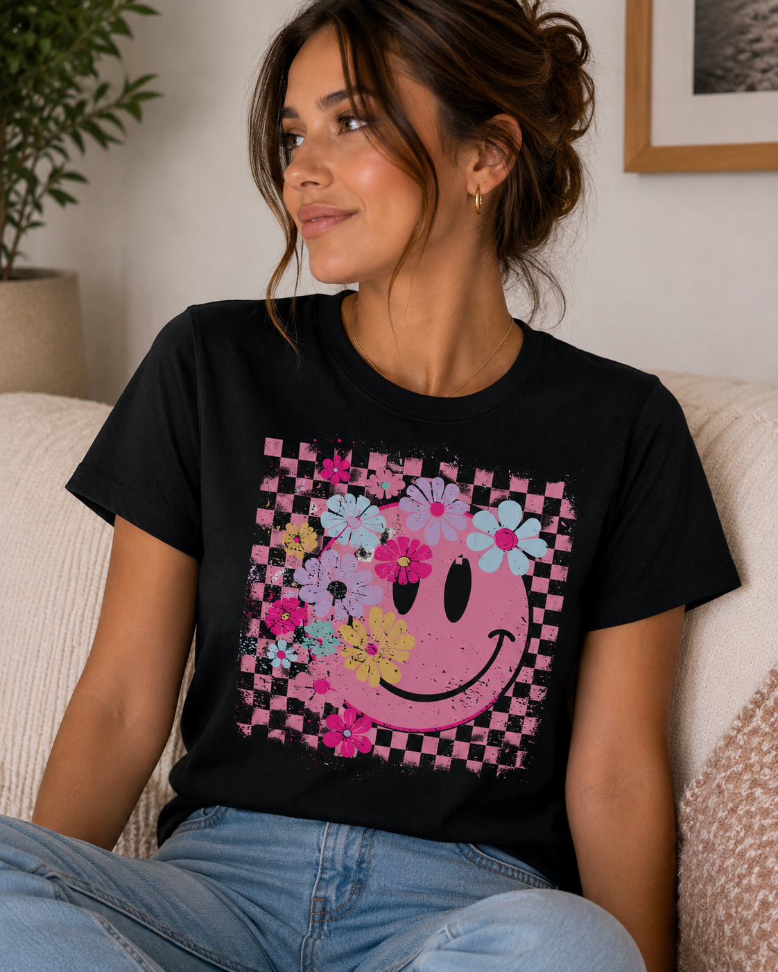 Peeking Floral Smiley