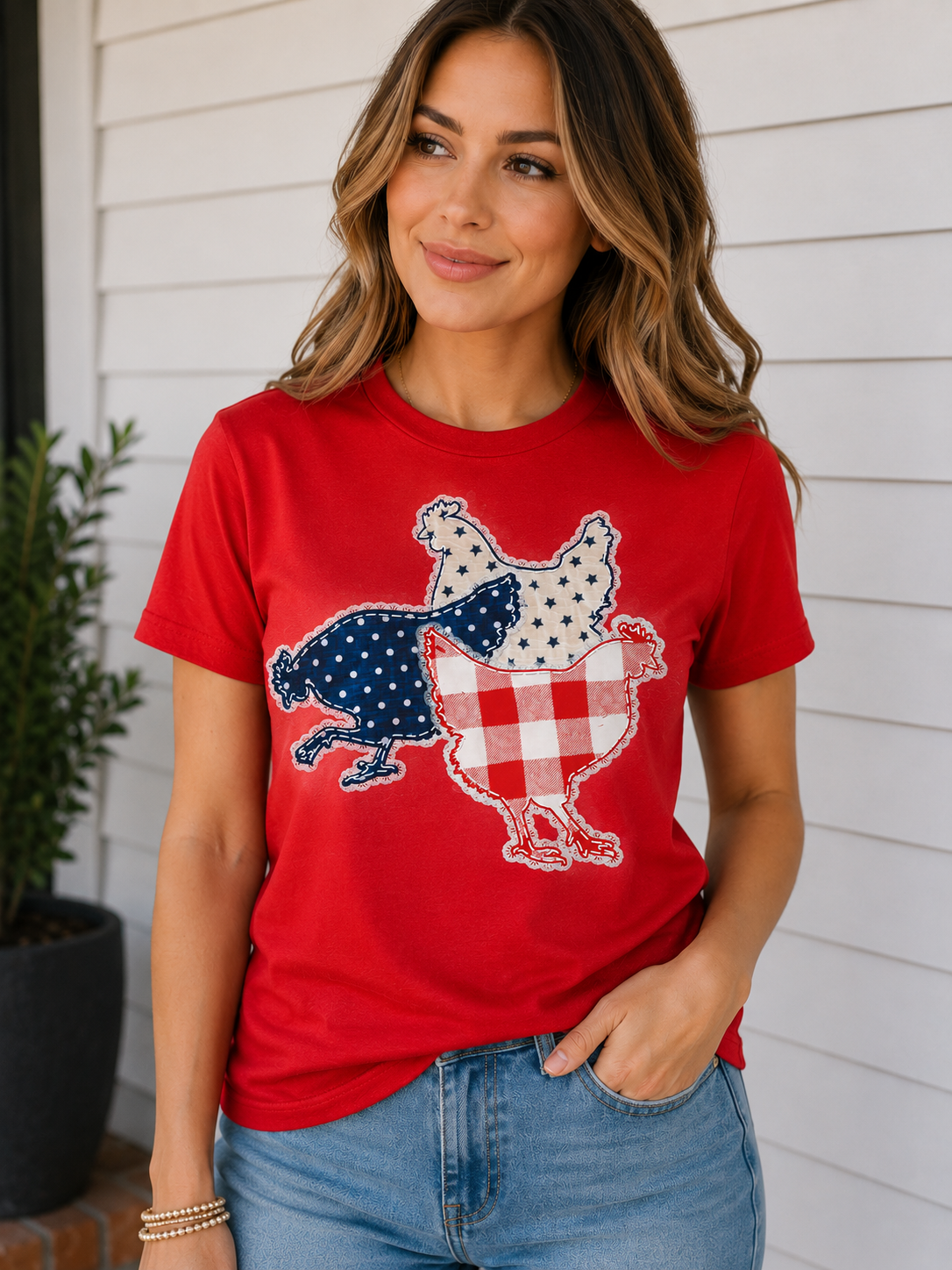 Red White and Blue Chickens
